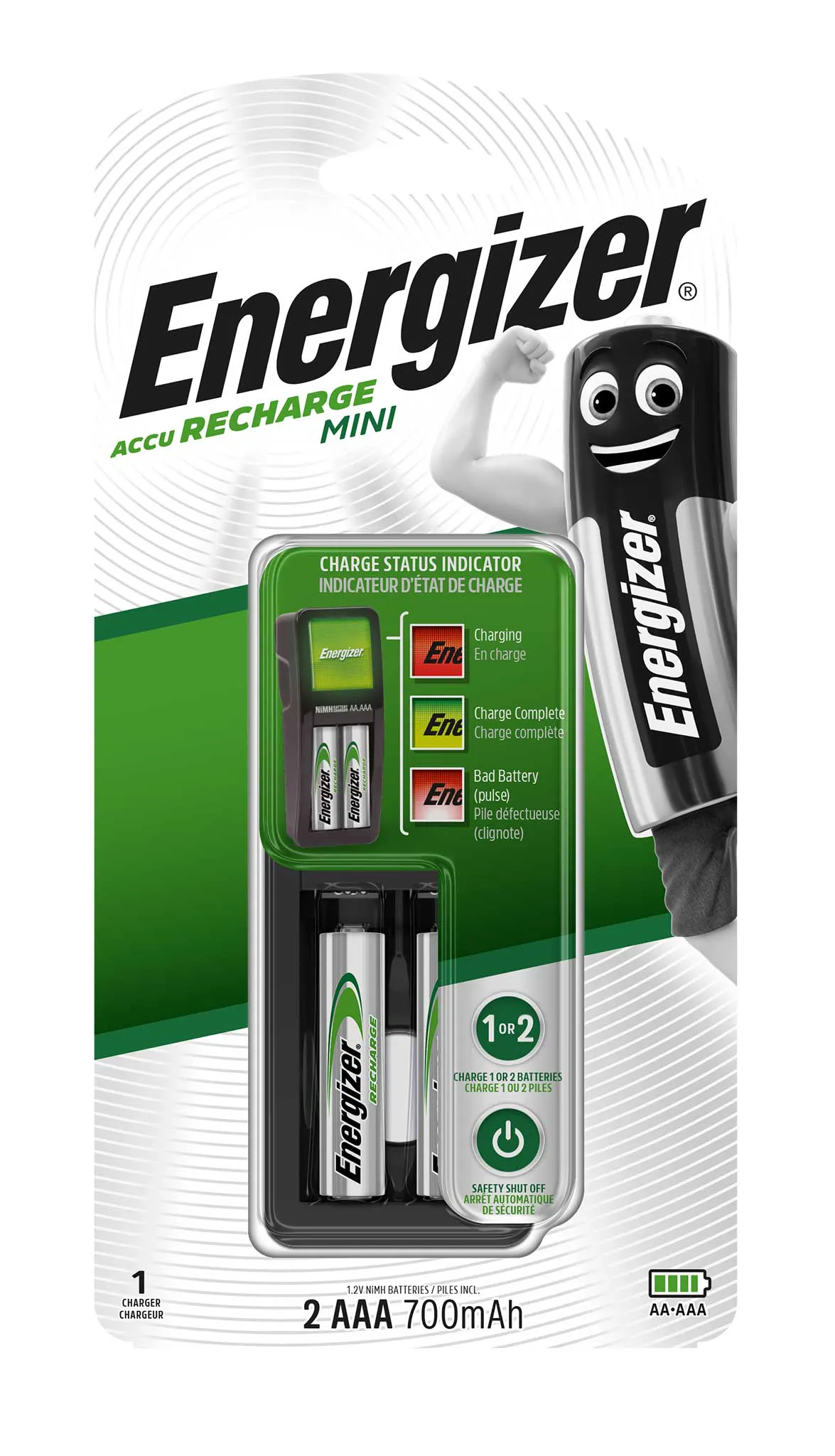 شاحن حجارة+2حجارة ENERGIZER 2AAA 700MAH