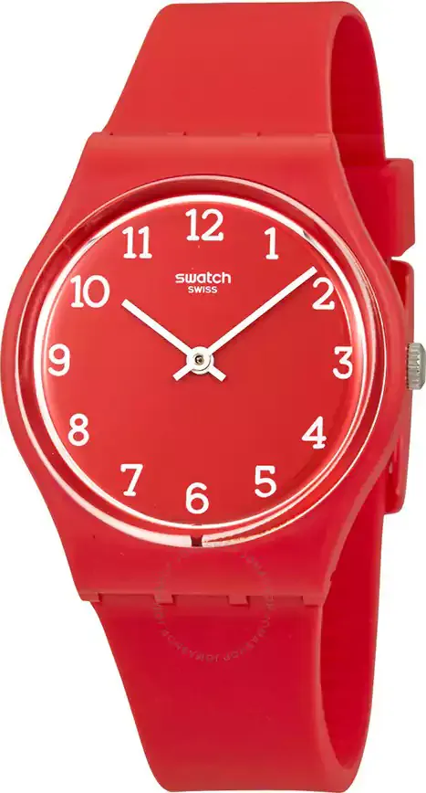 اسواتش ساعة سويسرية  Band With Red Dial Watch Analoge Silicone GR175