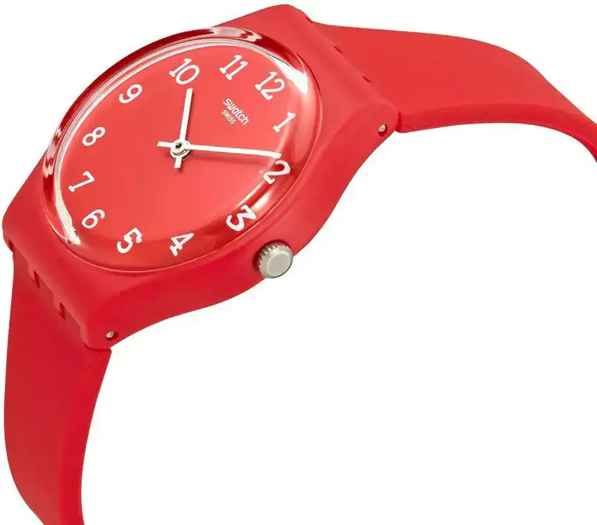 اسواتش ساعة سويسرية  Band With Red Dial Watch Analoge Silicone GR175 3