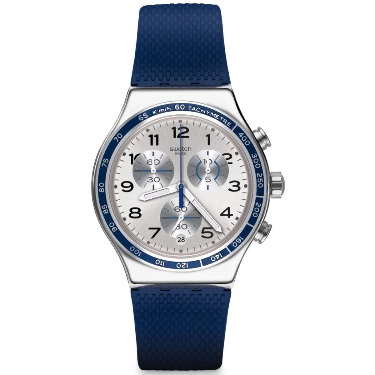 اسواتش ساعة سويسرية  Chronograph Blue Rubber Silver DialYVS439 -رجالي