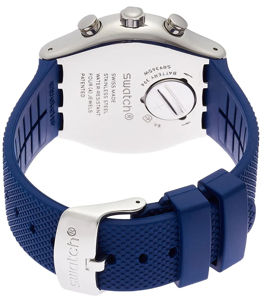 اسواتش ساعة سويسرية  Chronograph Blue Rubber Silver DialYVS439 -رجالي 3