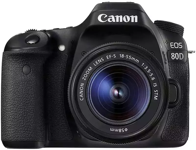 كاميرا كانون EOS 80D، دقة 24.2 ميجابكسل، عدسة 18-55 ملم، اسود