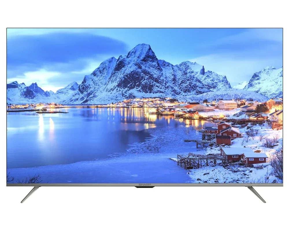 شاشة تليفزيون شارب 4K سمارت بدون فريم 55 بوصة أندرويد مزودة بريسيفر داخلي ، 3 مداخل HDMI و مدخلين فلاشة 4T-C55DL6EX