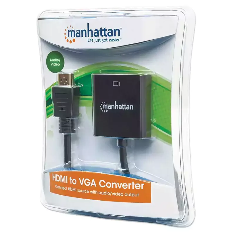 كابل مانهاتن محول HDMI الي VGA  استريو 3.5 مم اسود 3