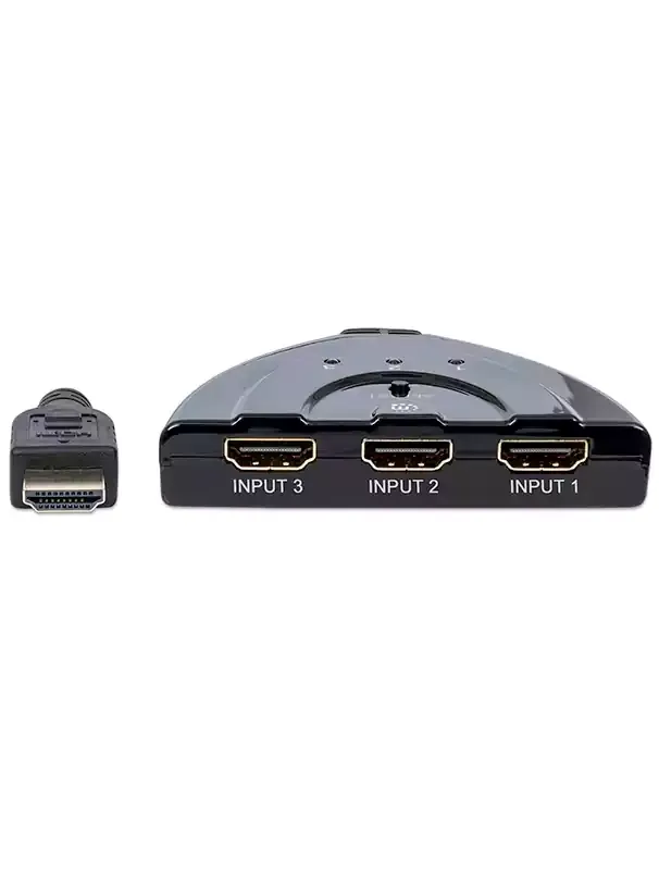 مانهاتن كابل من HDMI الى 3-منافذ HDMI Switch مدمج  - أسود