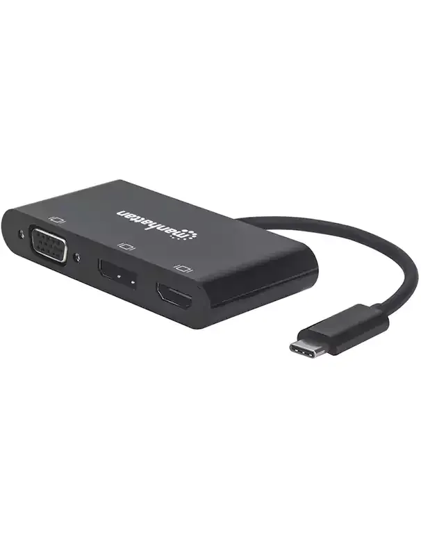 مانهاتن كابل من USB-C الى محول Multiport A-V - MST Hub - أسود