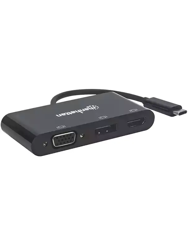 مانهاتن كابل من USB-C الى محول Multiport A-V - MST Hub - أسود 3