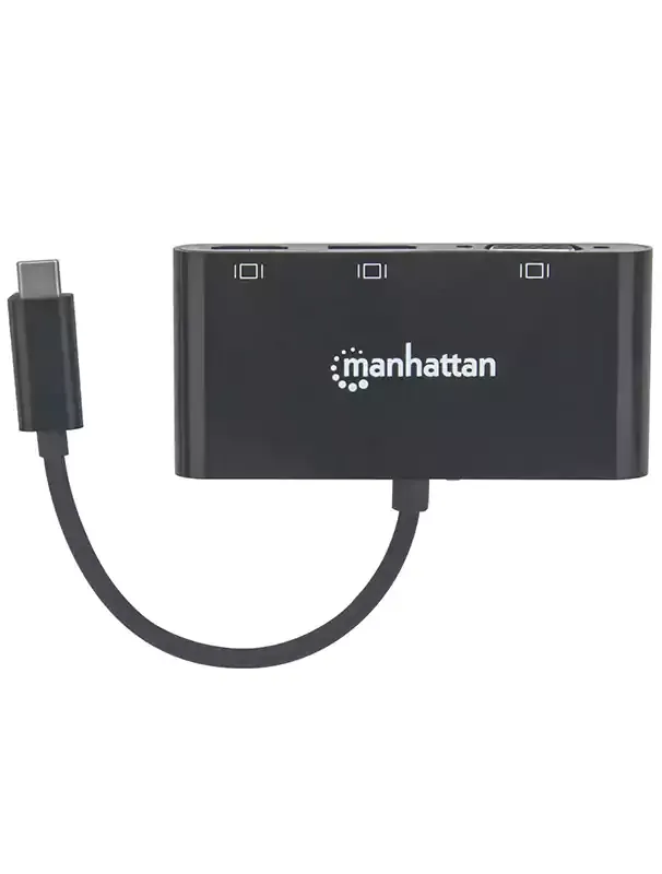 مانهاتن كابل من USB-C الى محول Multiport A-V - MST Hub - أسود 4