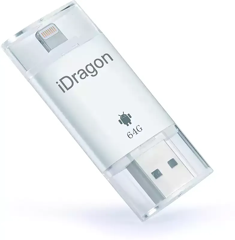 iDragon 64GB فلاشة مزودة بفتحة يو إس بي ، محرك فلاش يو إس بي ، محرك أقراص فلاش عالي الدقة ، شريحة ذاكرة آيفون 5 - 5C - 5S - 6-6 Plus وأندرويد