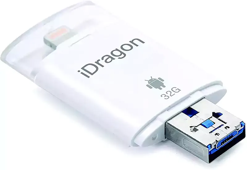 iDragon 64GB فلاشة مزودة بفتحة يو إس بي ، محرك فلاش يو إس بي ، محرك أقراص فلاش عالي الدقة ، شريحة ذاكرة آيفون 5 - 5C - 5S - 6-6 Plus وأندرويد 2