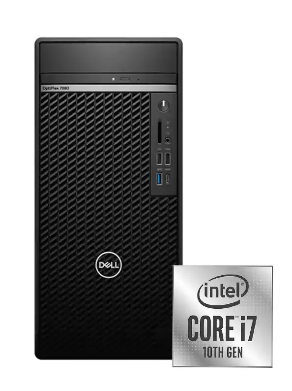 كمبيوتر مكتبي ديل OPTIPLEX 7080، بمعالج من الجيل العاشر، Intel Core I7، رامات 4 جيجابايت، 1 تيرابيت HDD هارد، Intel UHD Graphics 630، ويندوز 10 برو، اسود