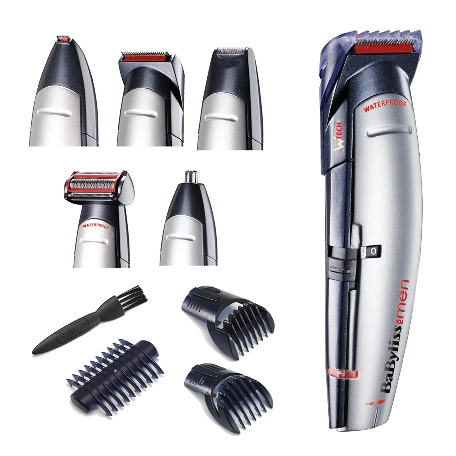 ماكينه حلاقة BABYLISS  بيبي ليس  10 في 1 للرجال، جاف و مبلل، فضي  - E837E